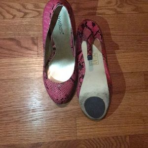 Pink snake print heels